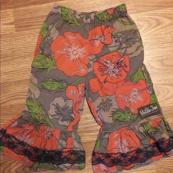 Like New! Matilda Jane floral ruffle pants - Picture 1 of 5